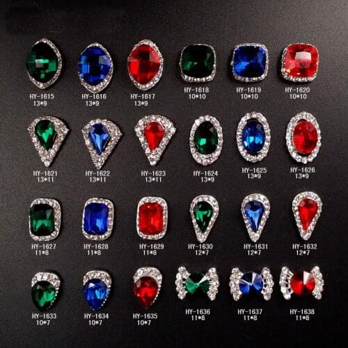 10pcs/lot, Nail Art 3d Laser K9 Diamonds Blue Green Red Rhinestones For Nail Tips Decorations