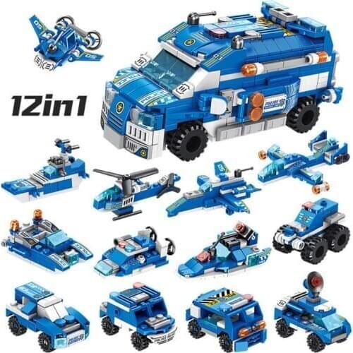 12 In 1 Building Blocks City Assault Car Vehicle Compatible With City Series Bricks Educational Toy Block For Children