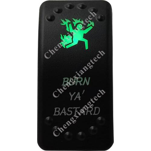 12V/24V Car Boat 3 Pins SPST ON/OFF Green & Blue Led Light Rocker Toggle Switch Burn Ya' Bastard for Carling ARB Narva 4x4