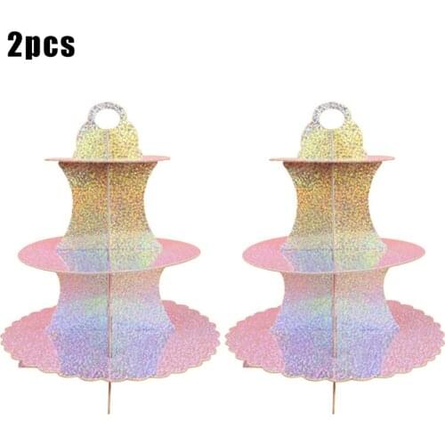 2pcs 3 Tier Cardboard Cake Stand Afternoon Tea Wedding Plates Birthday Party 2pcs