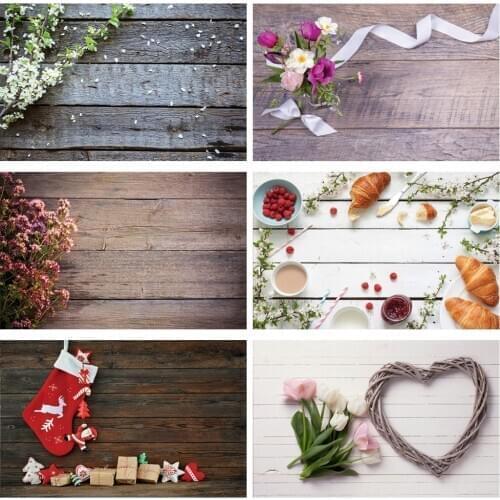 80*125cm Photography Backdrop Vinyl Flower Wooden Texture Floor Background Cloth Food Birthday Baby Shower Decor For Photo Studi