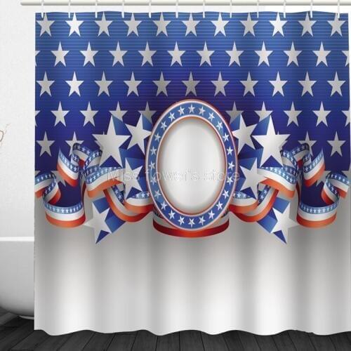 American Flags Lace Modelling Pattern Design Custom Shower Curtains Bathroom Waterproof Mildew Polyester Fabric + 12 Hooks