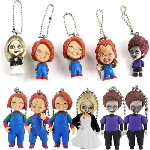 4-6cm Horror Movie Childs Play Chucky Bride Son Doll Key Ring PVC Keychain Pendant Figure Toys Dolls