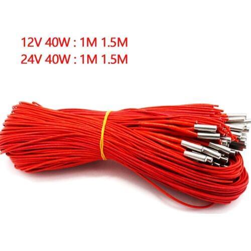 3d Printers Parts 12v 24v 40w 1m 2m Extrusion Part Ceramic Cartridge Heater 6mm*20mm For Extruder Heating Tube Heat