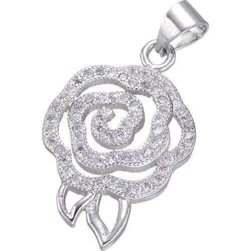 DIY Women jewelry accessories Micro Pave CZ Rhinestone Color Rose Flower Charm Pendants For Bracelets Necklace Making