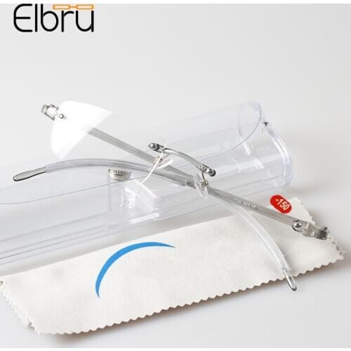 Elbru Chic Ultralight Myopic Glasses TR90 Frameless Glasses Resin Myopia Glasses Prescription Glasses With Diopter -1.0 to -4.0