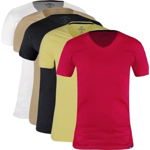5 Pack: kulemoda burgundy lemon yellow milky coffee white black v-neck solid color slim fit Unisex Tshirt