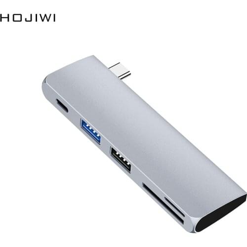 HOJIWI HUB C HUB 5 in 1 USB C to USB 3.0 USB 2.0 Dock for MacBook Pro SD/TF card reader Type C Splitter docking station PD AA12
