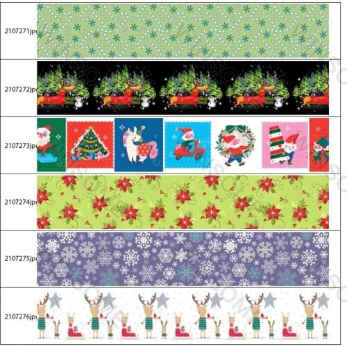 Christmas Printed Grosgrain Ribbon 10 Yards Jubilation Style for Diy Handmade Materials