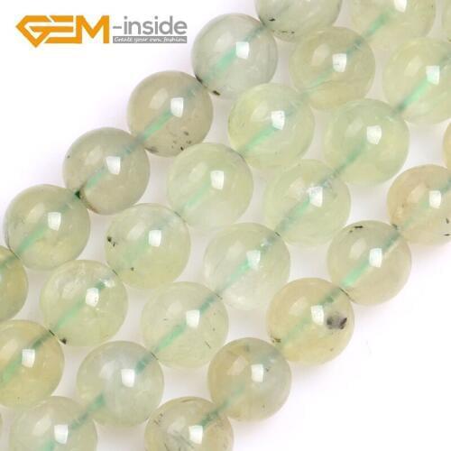 Gem-inside 12mm Round Prehnit e Beads Natural Stone Beads DIY Loose Beads For Jewelry Making Strand 15" DIY Gifts For Women