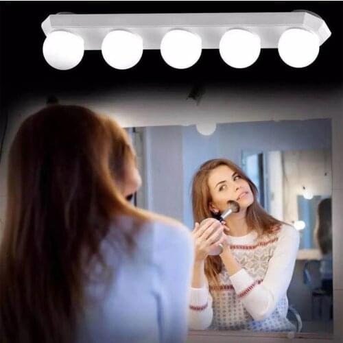 DC 5V USB with suction cup LED vanity mirror dressing table bulb fill light mirror front light 3 lighting modes 5pcs bulb 1 set