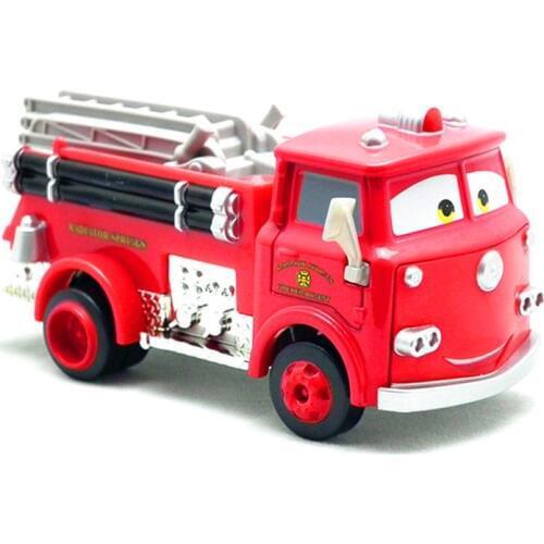 Disney Pixar Cars Red Firetruck Rescue Car Model 1:55 Fire Engine Metal Diecast Car Cartoon Movie Birthday Gift For Children