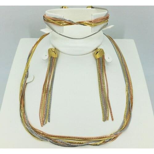 Wholesale fashion earrings/pendants/necklace 24K gold jewelry set for ladies birthday travel gift brides accessories