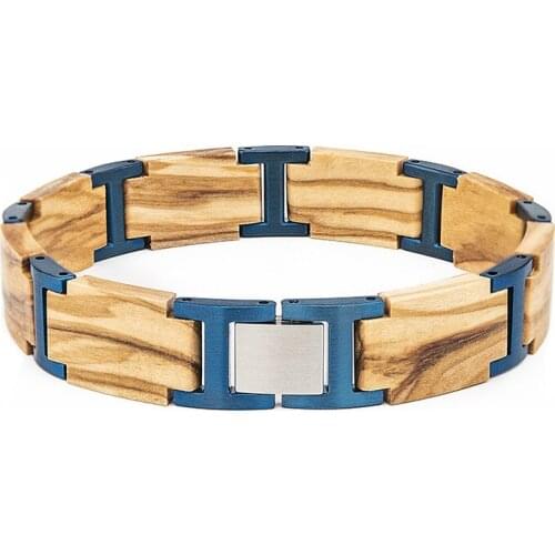 13mm Popular 2021 New Design Nature Minimalist Style Custom Logo High Quality Male Stainless Steel Wooden Bracelet Men