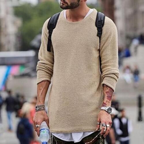 Men Casual Solid Color Sweater Knitwear O Neck Long Sleeve Shirt Pullover Top casual Sweaters