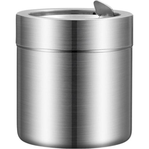 Stainless Steel Desktop Trash Can Ashtray Simple Cylinder Shape Small Household Small Trash Can