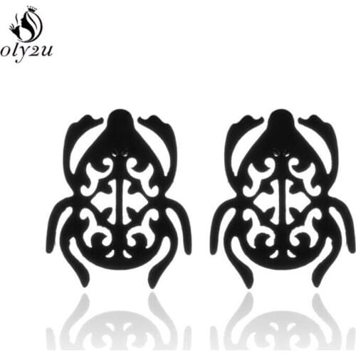 Oly2u Punk Gothic Stainless Steel Earings Geometric Animal Scarab Stud Earrings for Women Men Ear Studs Piercing Pendientes 2020