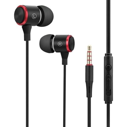 Stereo Bass Noise Cancelling Wired Music Earphones, Wired Headsets with Microphone and Volume Control for Outdoor Sports