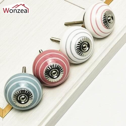 2/3/5PCS 41mm Pastoral Style Painted Ceramic Drawer Cabinet Knobs Kitchen Door Handles Furniture Hardware With Pulls