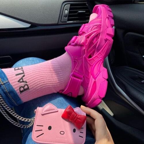 Hot Pink Buckle Strap Sandals Womens Shoes Thick Sole Platform Ladies Sneakers Open Toe Casual Beach Shoes Zapatos De Mujer