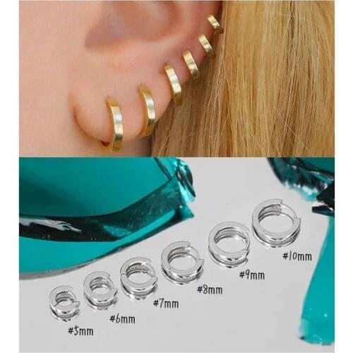 925 Sterling Silver Earring Personality Round Circle Ear Ring Ear Bone Ear Buckle Cute Simple Trend Boy Girl Women Ear Jewelry