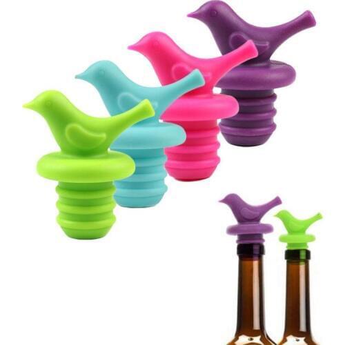 1Pc Silicone Fresh-keeping Bottle Cap Creative Bird Design Silicone Wine Bottle Stoppers Wedding Gift Wine Stopper Pourer