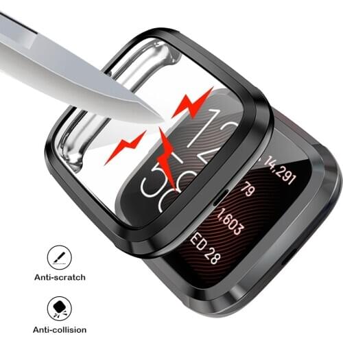 Smart Watch Screen Protective Bumper Full Cover Shell for Fitbit Versa 2/2SE AntiScratch Protection Case Bezel