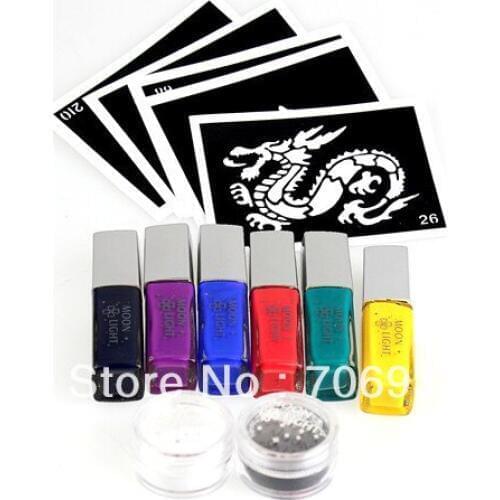 Tattoo Designs Free Sleeve Tatoo Moonlight Glue 1set/lot 6 Colors Temporary tattoos Arm Chest Tattoos