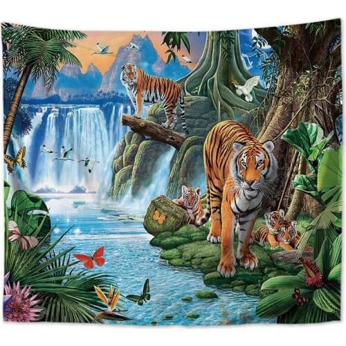 Tropical tiger tapestry forest decor wall hanging blanket wall tapestry jungle