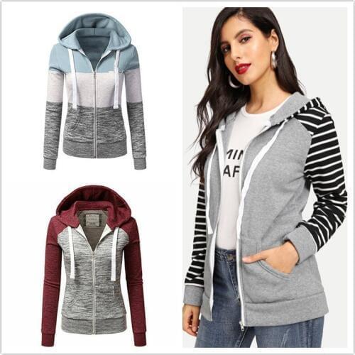 Spring Fashion Zipper Hoodies Sweatshirt Women Hooded Long Sleeve Tracksuits Autumn Pockets Pullovers Coats Girls Jackets Female