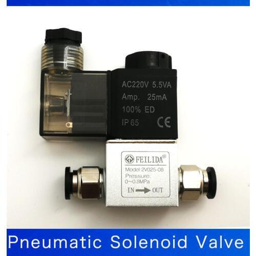 Air Solenoid Valves 2V025-08 2 Position 2 Port 1/4" Normally Closed Pneumatic Solenoid Valve 12V 24V 110V 220V Volt