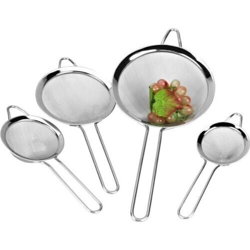 1pc Hot Stainless Steel Kitchen Flour Handheld Screen Mesh Strainer Flour Sieve Oil Strainer Colander Kitchen Tools Dropshipping