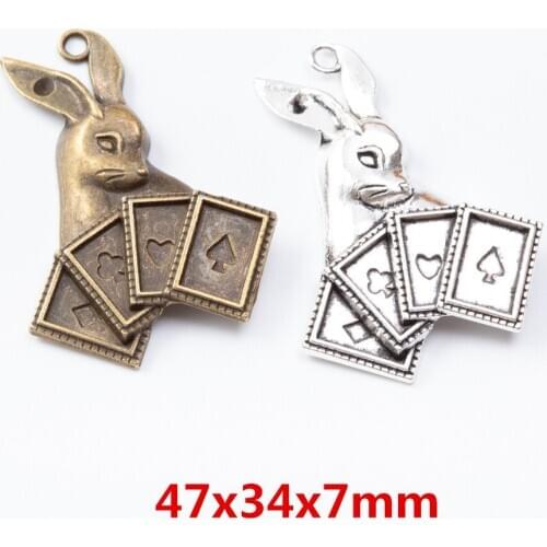 10 pieces of retro metal zinc alloy rabbit pendant for DIY handmade jewelry necklace making 7330