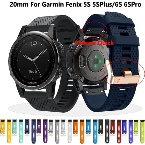 20mm Silicone Watchband For Garmin Fenix 6S 6 Pro 5S 5SPlus Smartwatch Quick Release Easyfit Wrist Band Strap Bracelet Wristband