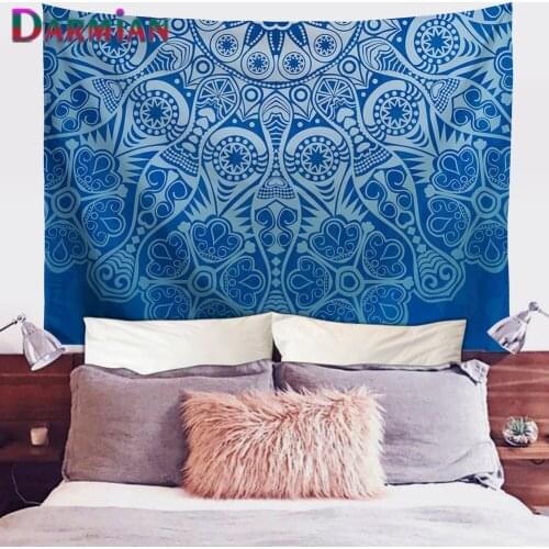 DARMIAN 2021 Vintage Blue Mandala Pattern Hippie Tapestry Wall Hanging Hippie Tapestries Wall Cloth Carpet Boho Home Decor Tapiz