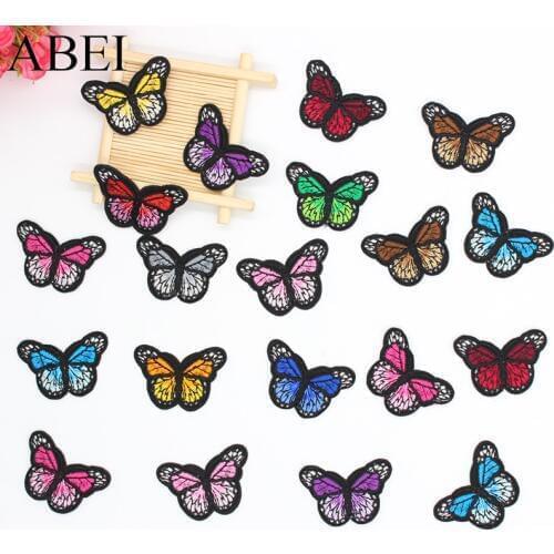 24pcs/lot mix 12 colors Iron On Patches Butterfly Stickers for Clothes DIY Appliques clothes Patches Jeans Bgas Coats Badge