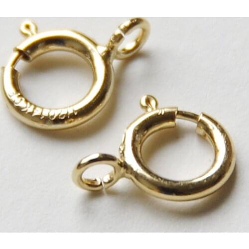 Gold filled round spring buckle Bracelet necklace Lobster buckle end closure for making jewelry accessories 5-6mm 5pcs