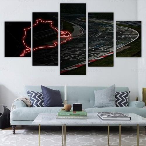 5 Pcs Nurburgring Rally Track Circuit Racing Wall Art Canvas HD Posters Pictures HD Paintings Home Decor Living Room Decoration