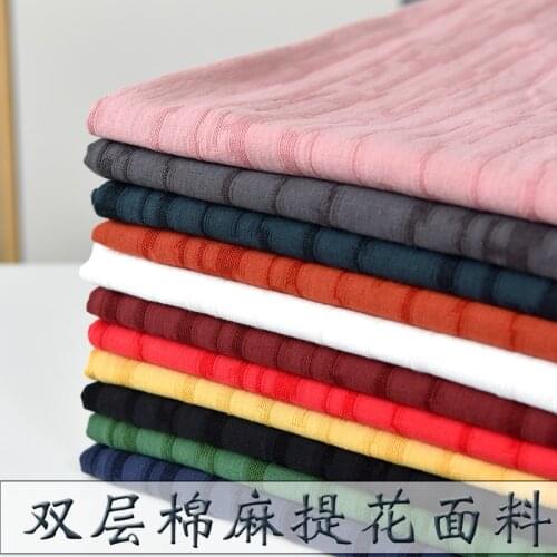 50cm*145cm/Piece, Half Size Pure Cotton Double Stripe Cotton Linen Cloth, Coat Dress, Pants, Shirt Fabric, DIY Handmade Material