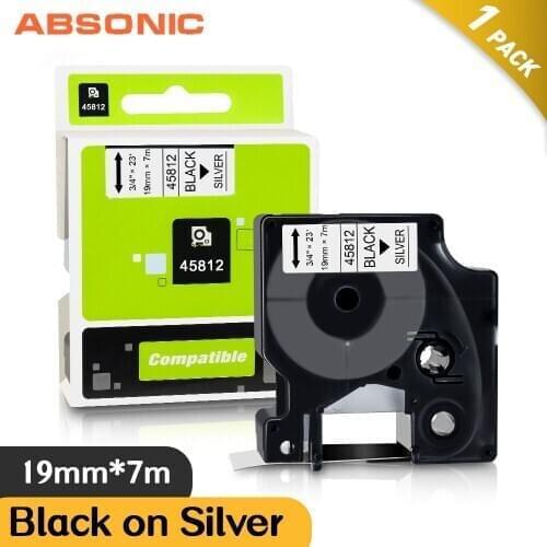 Absonic Black on Gold Compatible Dymo Label Tape D1 45813 19mm*7m High Adhesive Ribbon for Dymo Label Printer Labeller 300 350