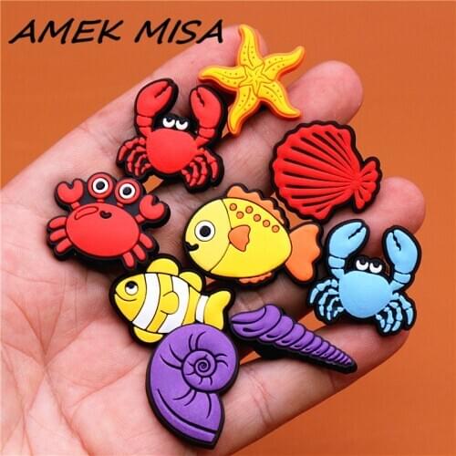Crock Charms Accessories Cartoon Animals Cute PVC Shoe Croc Buttons Sandals Charms Decoration Marine Organism Free Shipping