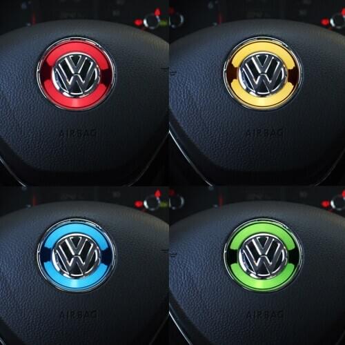 Car steering wheel shiny decorative sequin circle sticker for Volkswagen VW TOUAREG TIGUAN car stickers styling Accessories