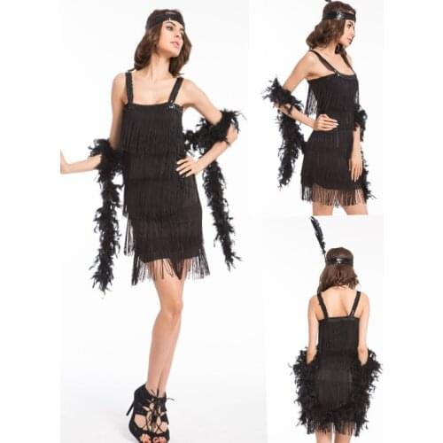 Free shipping walson instyles Black Flapper Ladies 20s Fancy Dress Womens 1920s Great flapper costume