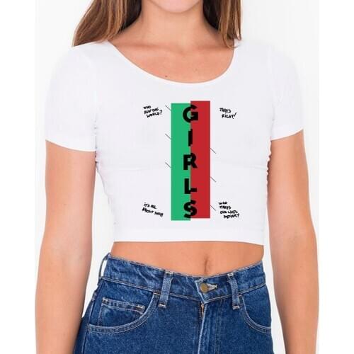 BLINGPAW Feminist Cool Girl Crop top Aesthetic Female tshirt AA White Spandex Women Slim Sexy Cropped Tops Summer Style Gothic