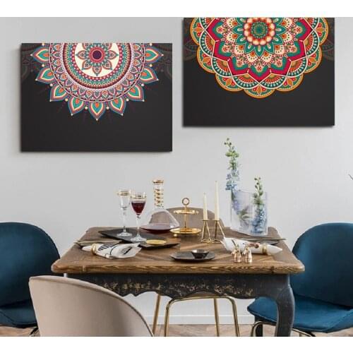 Bohemian Mandala Nude Color Pattern Classic Ethnic Wall Art Print Canvas Painting Poster Yoga Living Room Home Interior Decorati