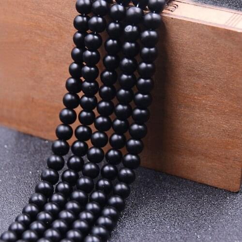 Natural Stone Beads 4-12mm Round Matte Wholesale Black Beads Black Stone Beads for jewelry making