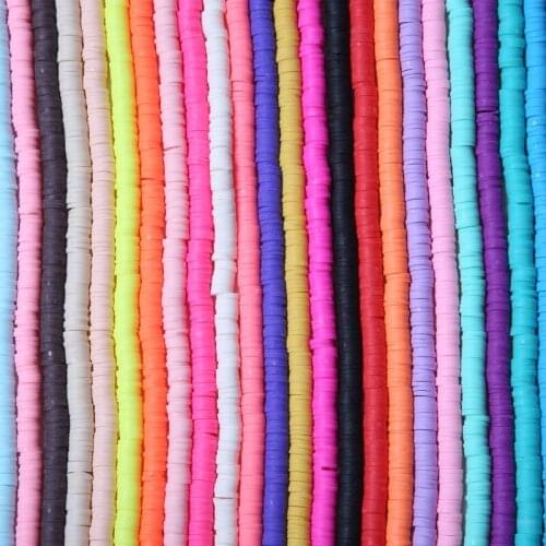 4/6MM 350Pcs/Lot 39 Colors Flat Round Polymer Clay Beads Loose Spacer Beads for Jewelry Making Needlework DIY Bracelets Necklace