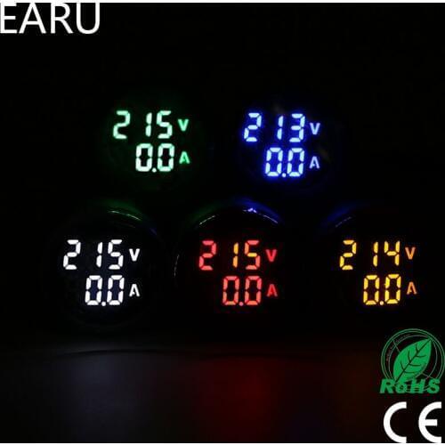 Mini Digital Voltmeter Ammeter 22mm AC 20-500V 0-100A Amp Volt Voltage Tester Meter Dual LED Indicator Pilot Lamp Light Display