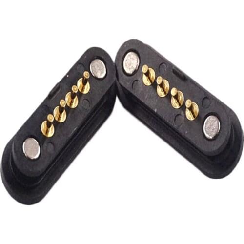 5Pair Magnet Spring Loaded Pogo 4 pin Connector Plug Pitch 2.5mm Through Holes PCB Mount Male Female 2A 36V DC Power Charge Port