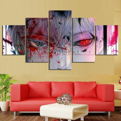 Hd Prints Wall Art Canvas Paintings 5 Pieces Tokyo Ghoul Pictures Home Decor Anime Character Poster Living Room Modular Frame